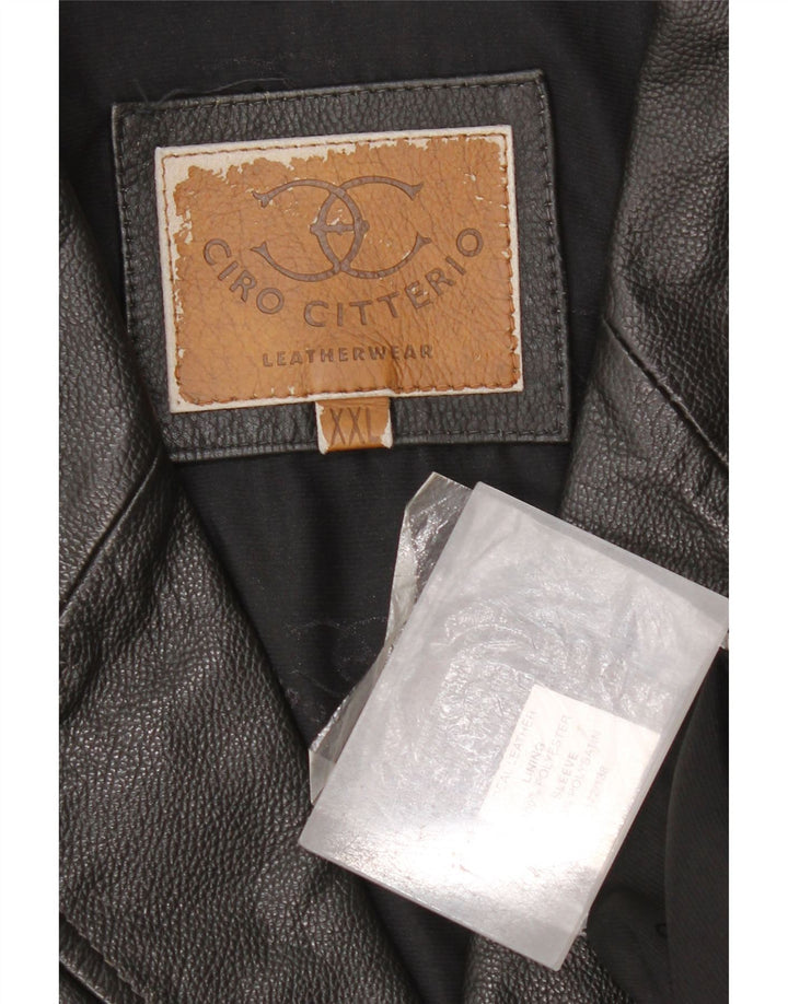 Vintage chaqueta de cuero para hombre Reino Unido 44 2XL cuero negro