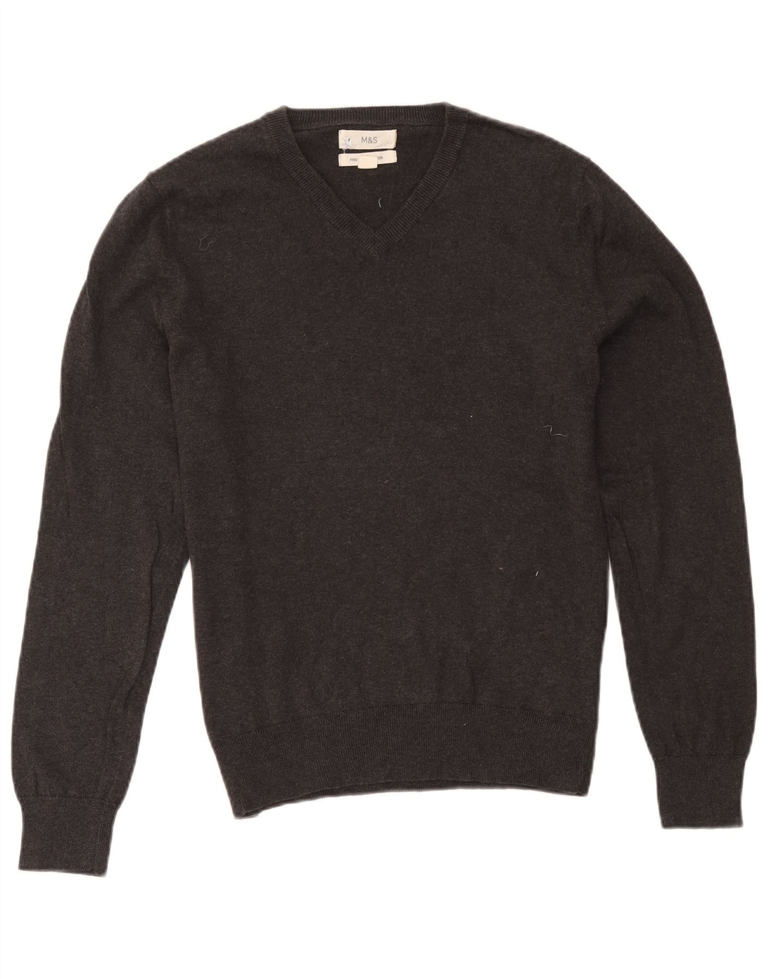 Marks & Spencer Jersey con cuello en V para hombre de algodón gris medio