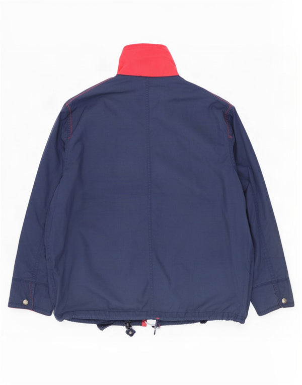 Vintage hombres suelta ajuste chaqueta utilitaria Reino Unido 38 medio azul marino colorblock