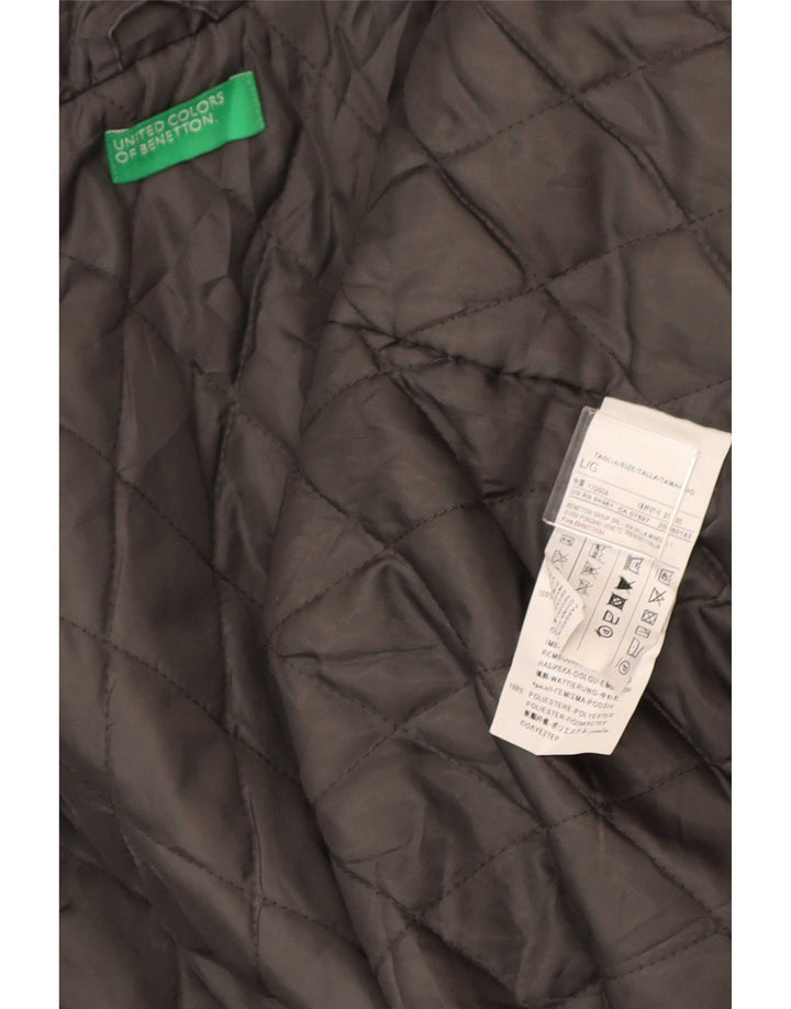 Benetton Parka Con Capucha Para Mujer UK 40 Large Gris Algodón