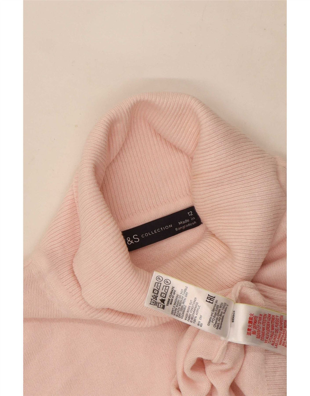 Marks & Spencer - Jersey con cuello vuelto para mujer, talla 40, acrílico rosa mediano