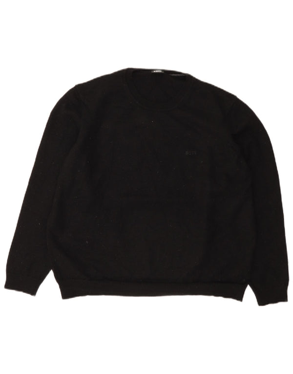 Hugo Boss Jersey corto con cuello redondo para mujer UK 22 3XL Lana negra