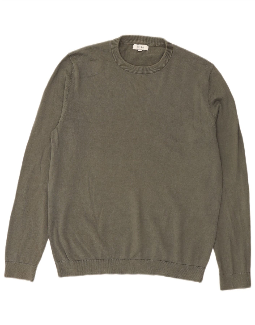 Jersey Reiss Hombre con cuello redondo y cuello redondo de algodón caqui medio