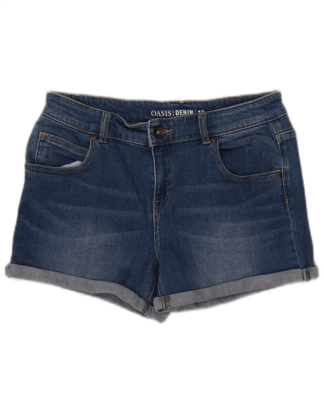 Oasis Pantalones cortos vaqueros para mujer UK 12 Medium W30 Algodón azul