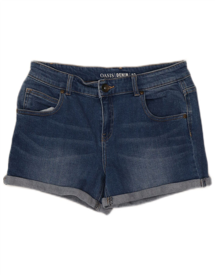 Oasis Pantalones cortos vaqueros para mujer UK 12 Medium W30 Algodón azul