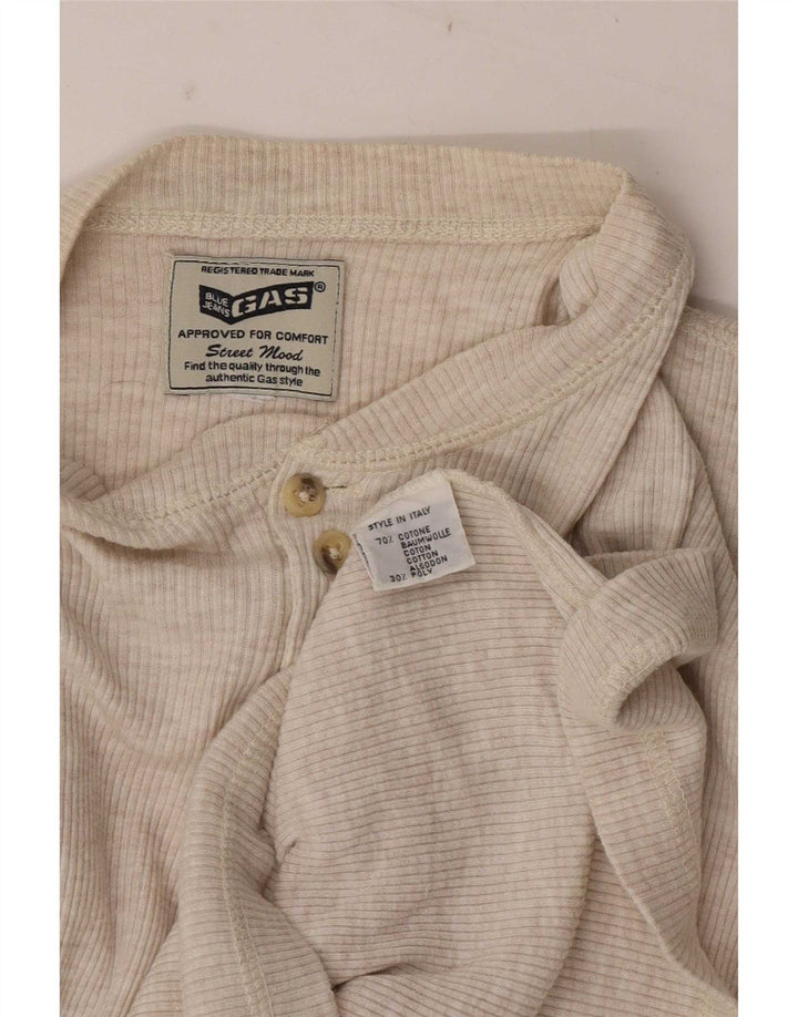 Gas Hombre Top Manga Larga Pequeño Algodón Moteado Beige