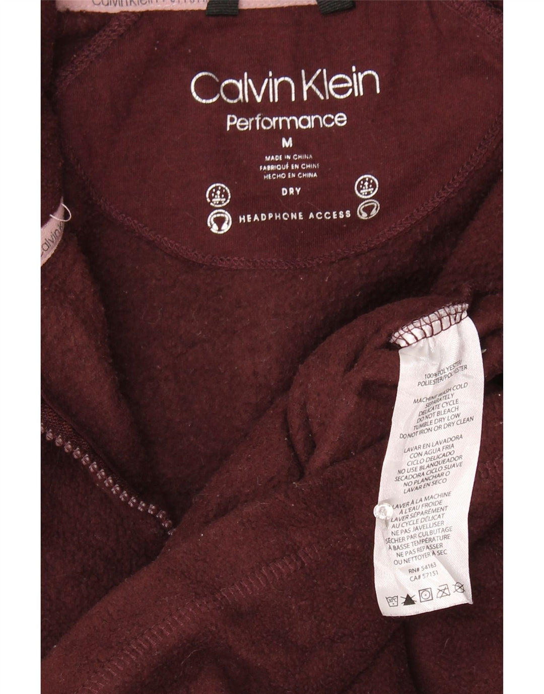 Calvin Klein Chaqueta de forro polar gráfica para mujer UK 14 Poliéster burdeos medio