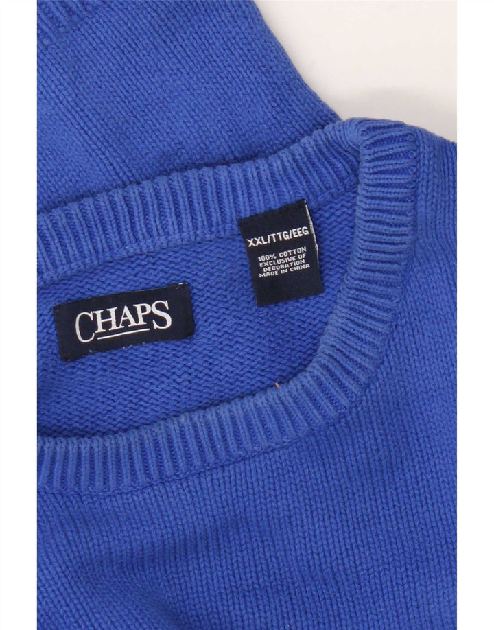 Chaps Jersey con cuello barco para hombre, talla 2XL, algodón azul