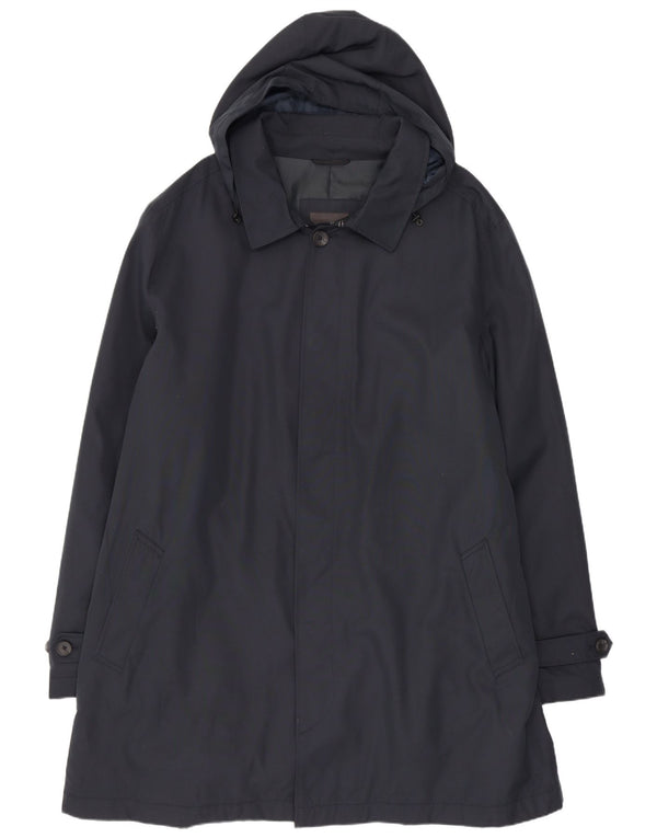 Marks & Spencer Mens Hooded Raincoat UK 46 3XL Navy Blue Polyester