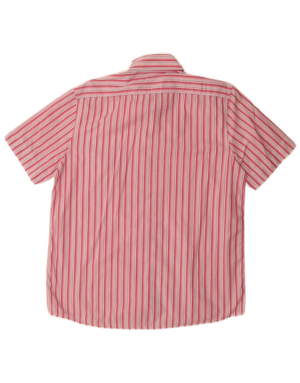 Benetton Camisa De Manga Corta De Algodón A Rayas Rosa Grande Hombre