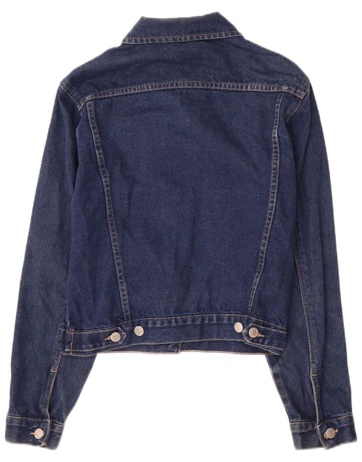 VINTAGE Chaqueta vaquera para mujer Reino Unido 12 Azul marino medio