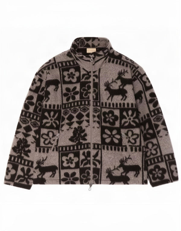 Vintage Mens Fleece Chaqueta Reino Unido 38 Gris Medio Fair Isle