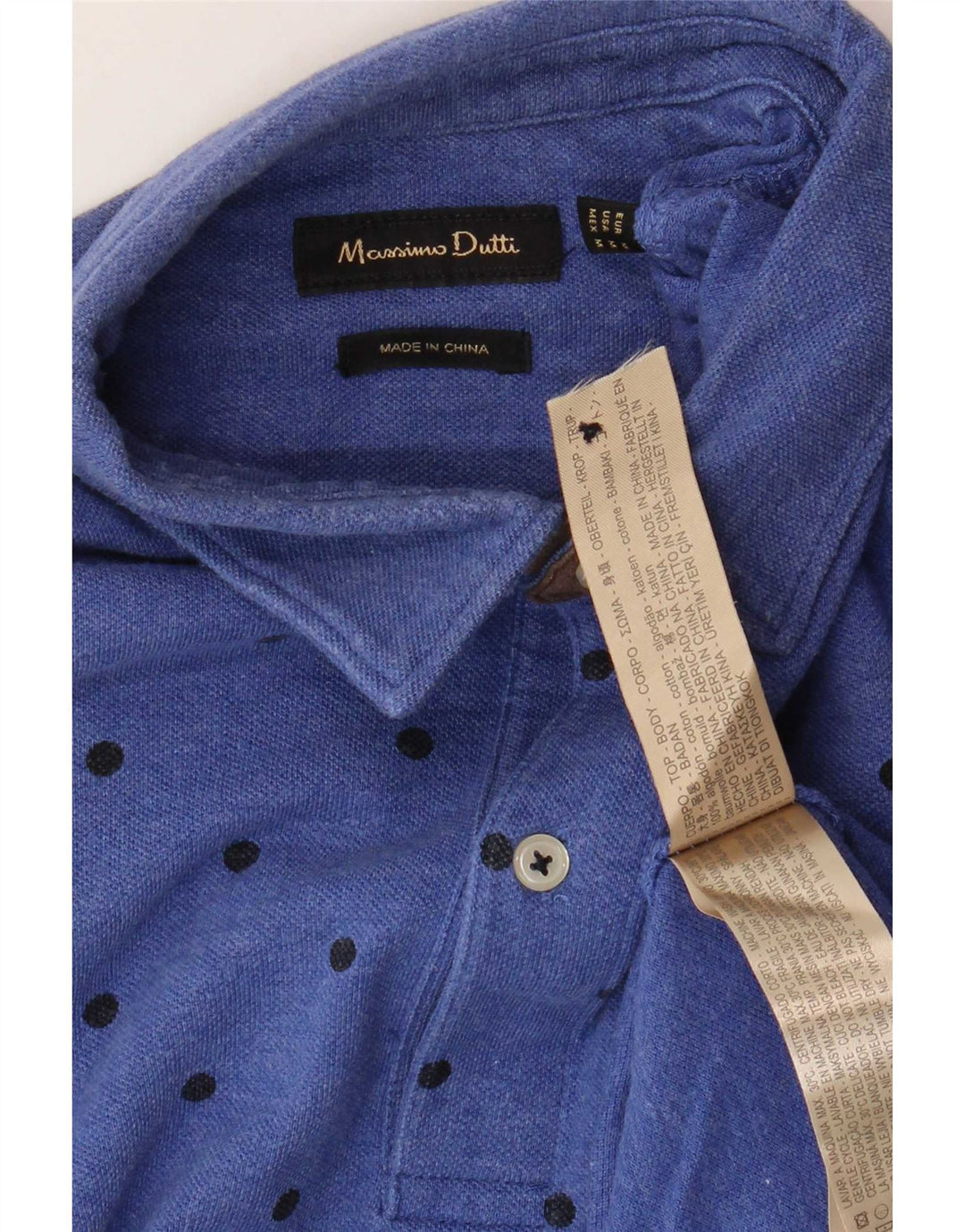 Polo Massimo Dutti Hombre Algodón Lunares Azul Medio