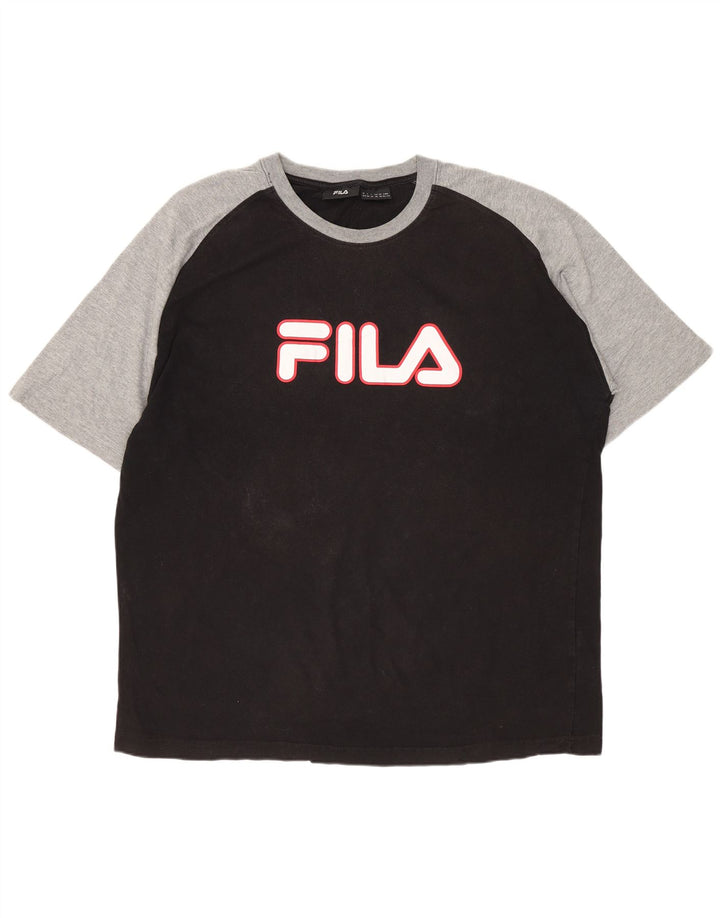 FILA Camiseta gráfica para hombre Top XL Black Colourblock