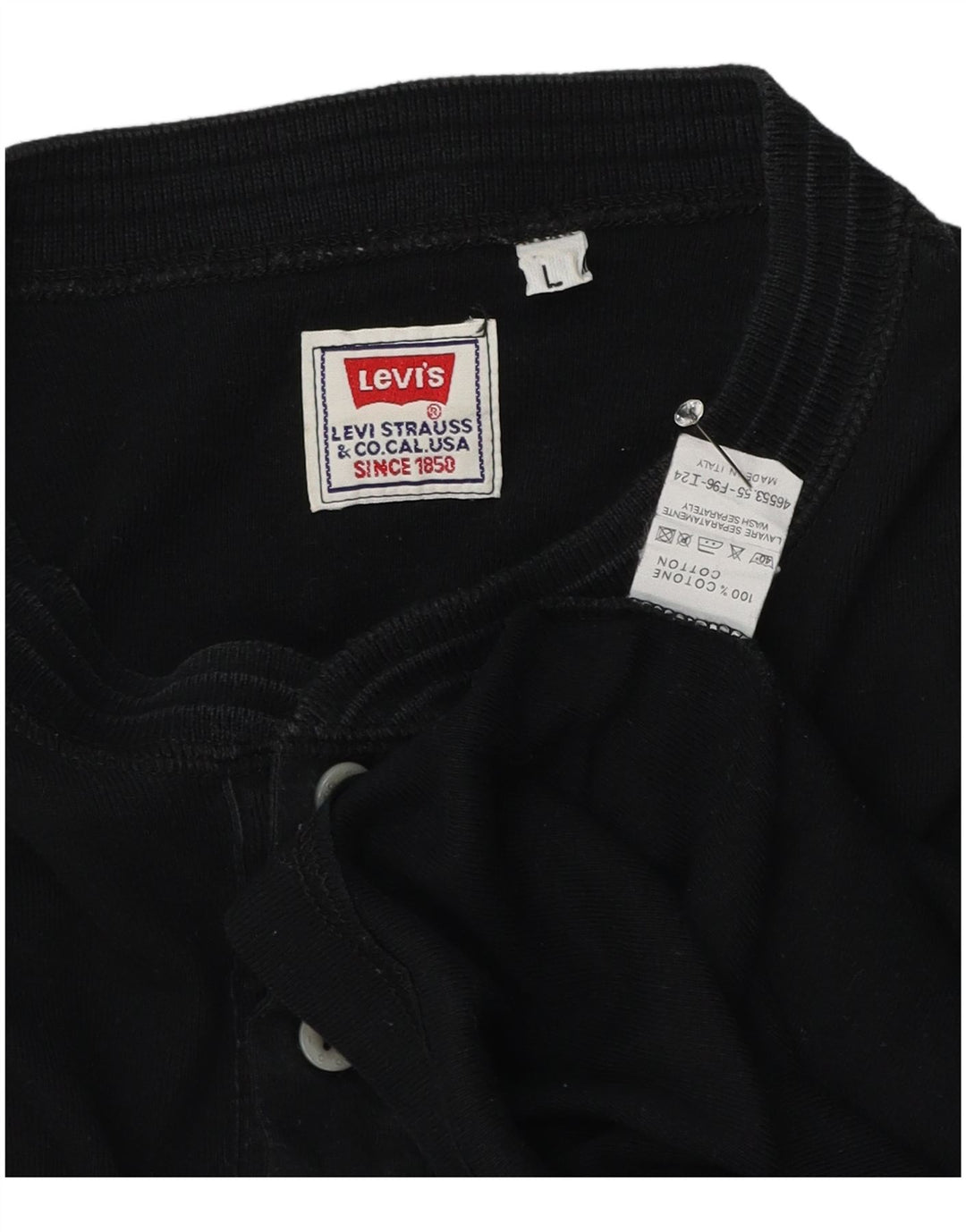 Levi's Top de manga larga para hombre de algodón negro grande