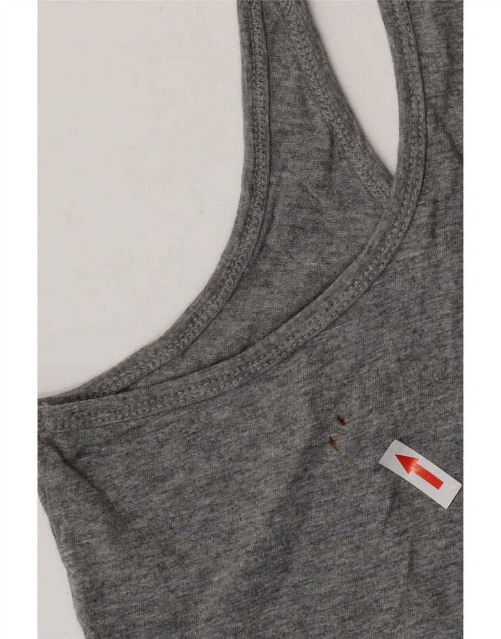 Puma Mujer Gráfico Chaleco Top UK 12 Algodón Gris Medio