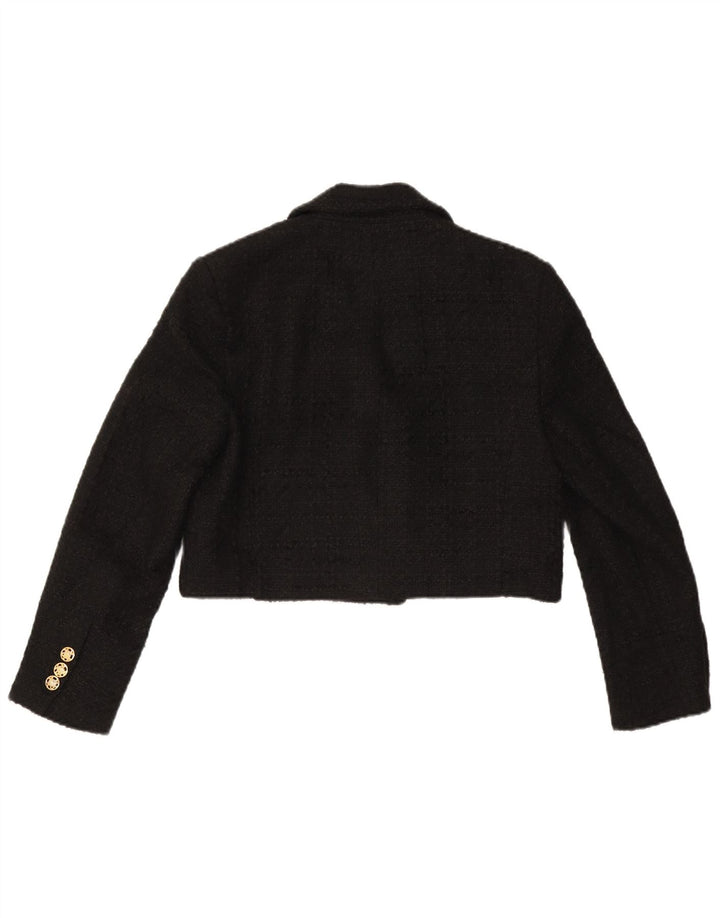 Zara Chaqueta tipo blazer corta con doble botonadura para mujer UK 46 Grande Poliéster negro