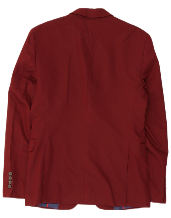 Zara Chaqueta tipo blazer de 2 botones para hombre EU 46 Small Borgoña