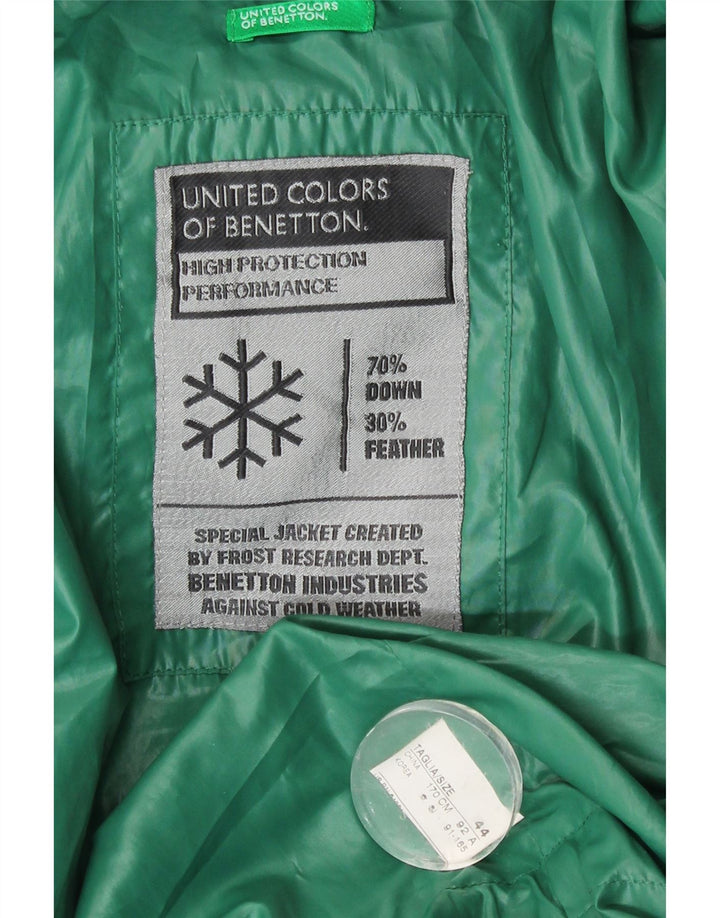 Benetton Mujer Chaqueta Acolchada Con Capucha IT 44 Poliéster Verde Medio