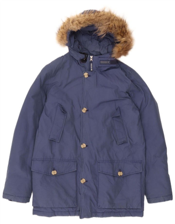 Woolrich Abrigo acolchado con capucha para niño 13-14 años Algodón azul