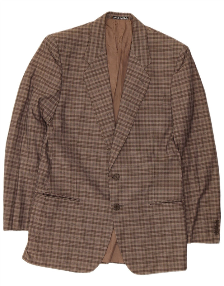 Giorgio Armani Chaqueta tipo blazer de 2 botones para hombre UK 34 XS Marrón a cuadros