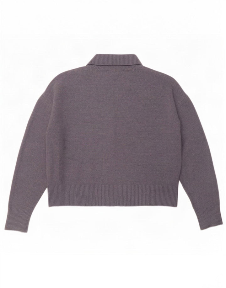 Zara Mujeres Crop Oversize Roll Neck Jumper Sweater UK 44 Azul Medio