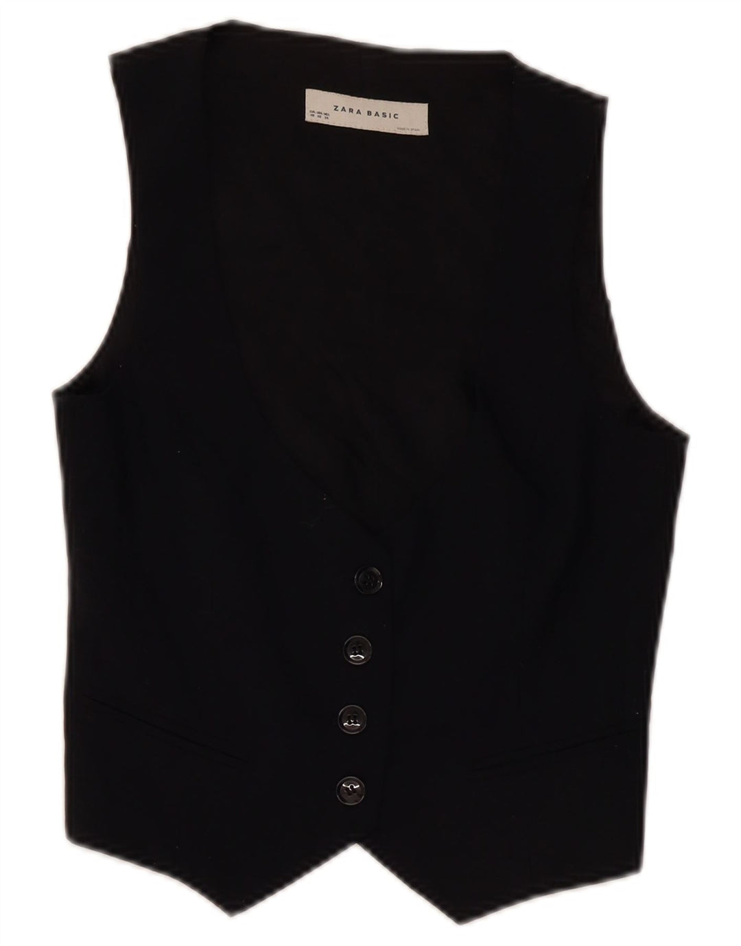 Chaleco Zara Mujer UK 6 XS Negro Poliéster