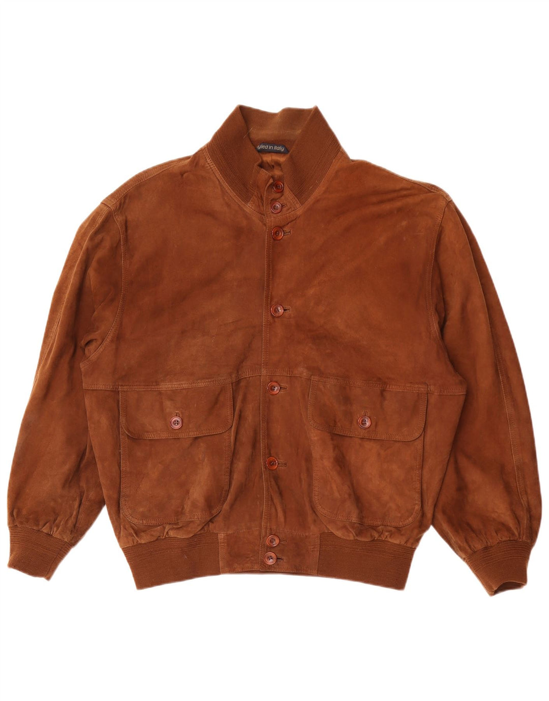 Essebi Chaqueta bomber de ante holgada para hombre EU 46 Small Cuero marrón