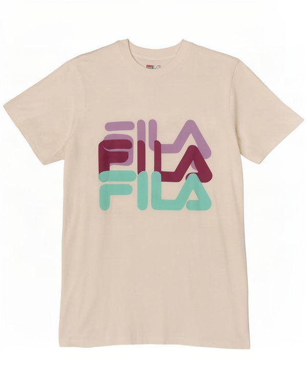 Fila Vestido estilo camiseta holgado con gráfico para mujer UK 2 2XS Algodón blanco