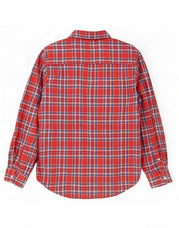 Levi's Camisa de franela extragrande con corte boyfriend para mujer, talla 40, talla pequeña, cuadros rojos