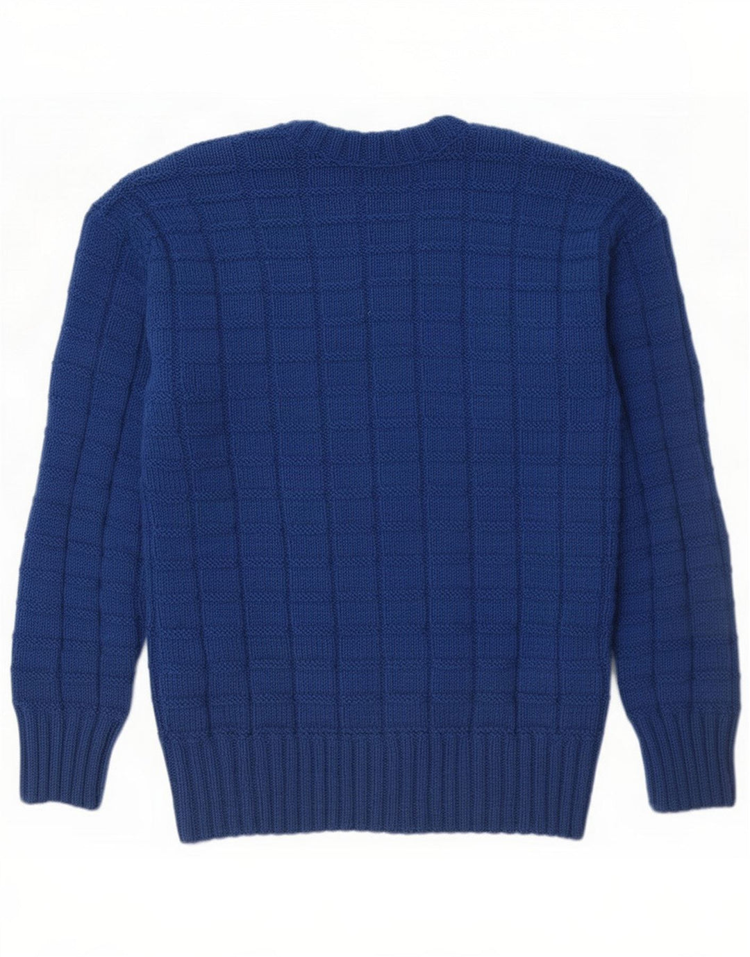Jersey vintage con cuello en V para hombre azul pequeño