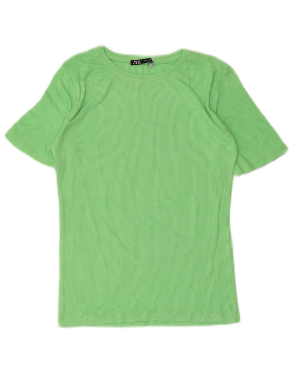 Zara Mujer Camiseta Top UK 8 Small Verde