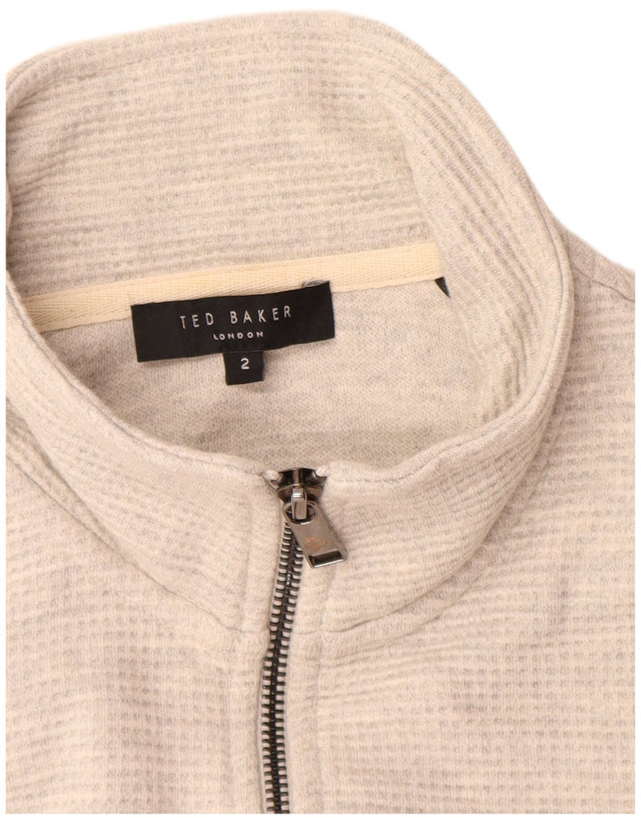 Ted Baker - Sudadera con cuello y cremallera para hombre, talla 2, algodón gris pequeño