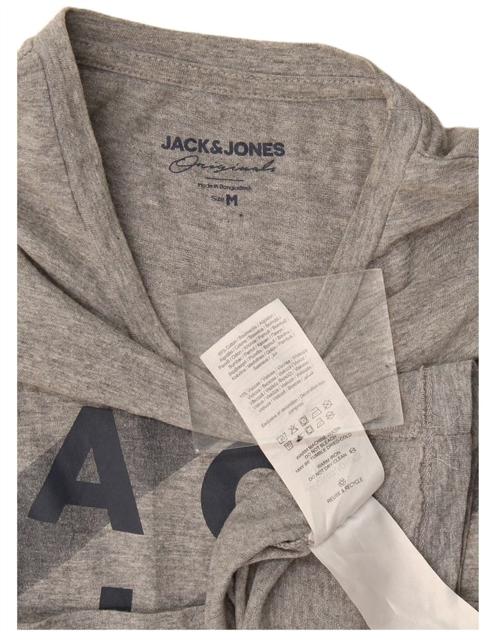 Jack & Jones Hombre Camiseta Gráfica Top Algodón Gris Medio