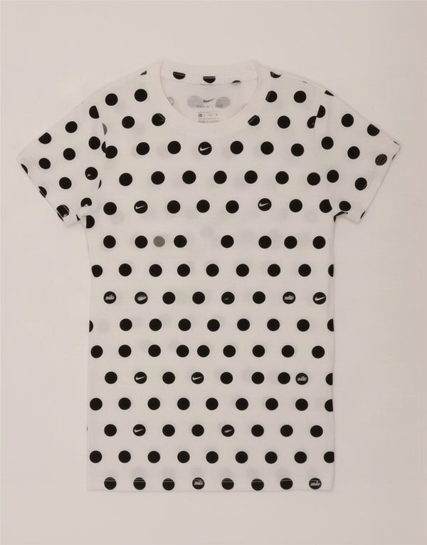 Nike Camiseta Mujer Top UK 6 XS Blanco Lunares Algodón