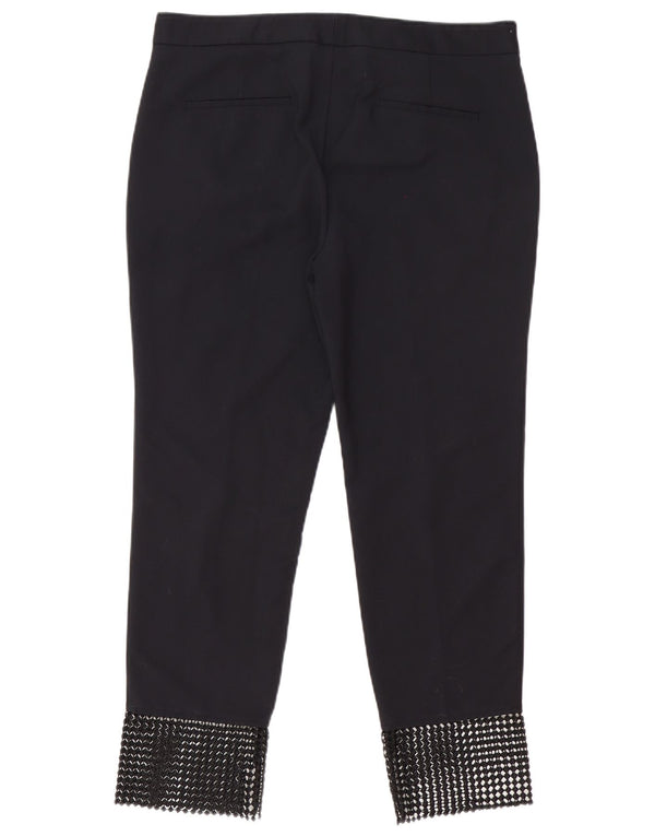 Zara Mujer Pantalón Chino Slim Large W33 L27 Algodón Geométrico Negro