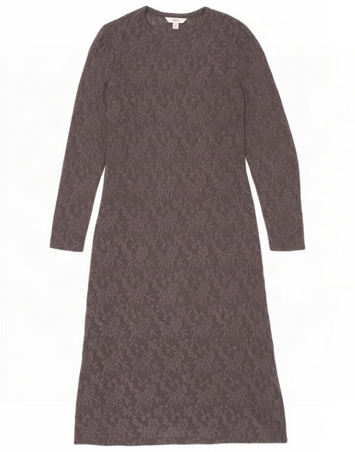 Marks & Spencer Vestido largo para mujer UK 42 Poliéster floral gris medio