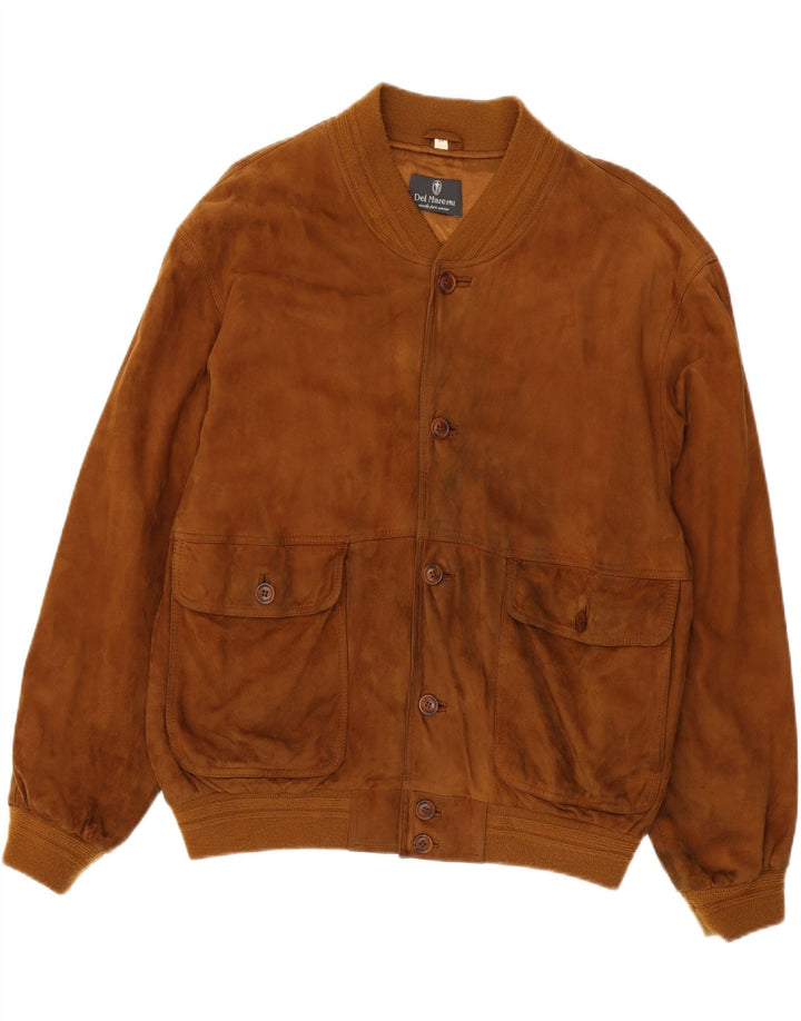 Vintage hombres ante bomber chaqueta IT 54 2XL cuero marrón