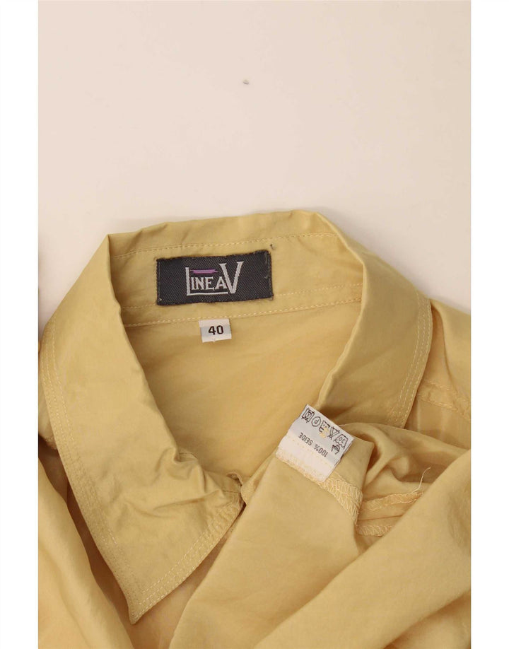 LINEAV Blusa camisera extragrande para mujer EU 40 Seda amarilla mediana