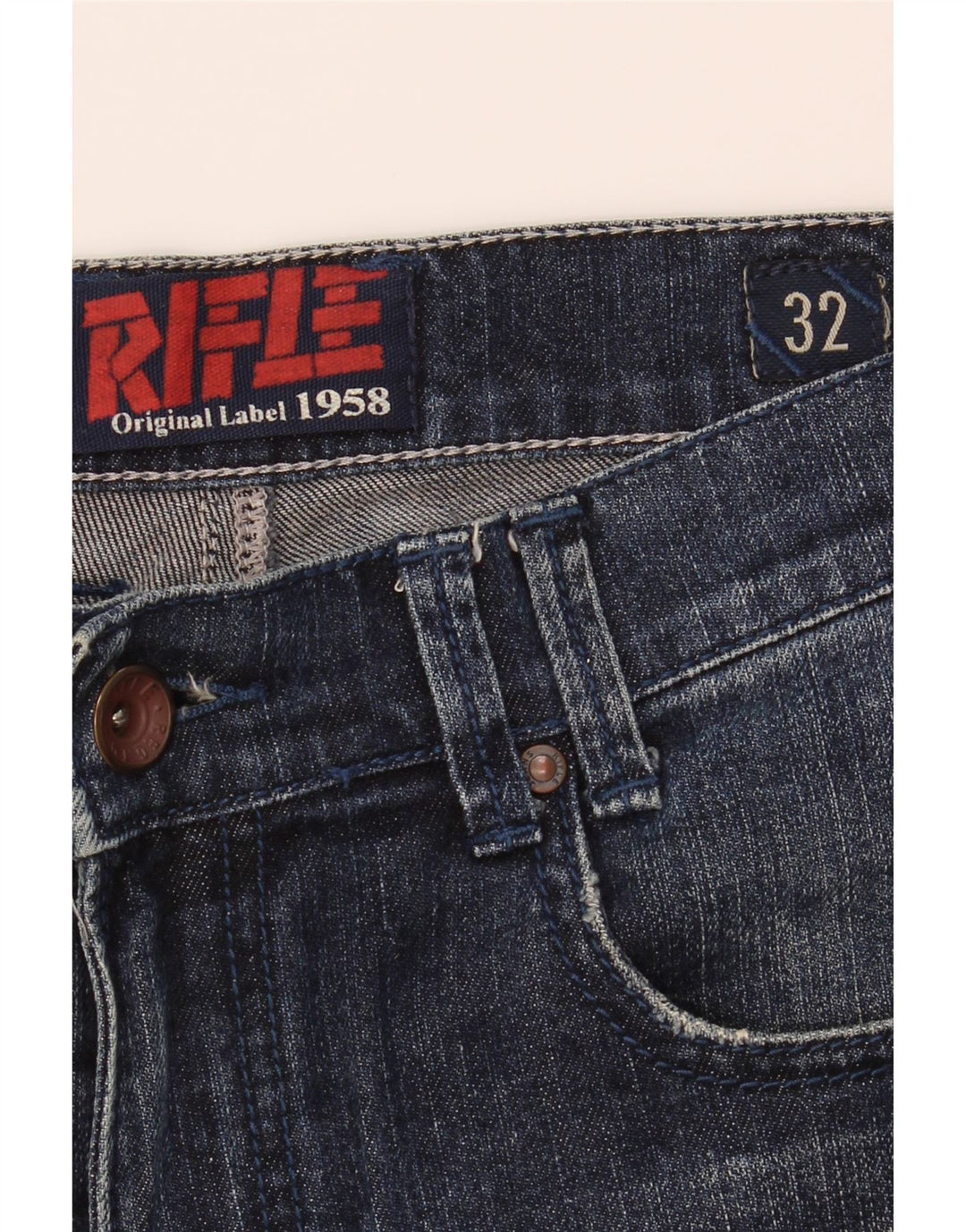 RIFLE Mens Slim Jeans W32 L34 Blue Cotton Vintage Rifle and Second-Hand Rifle from Messina Hembry 