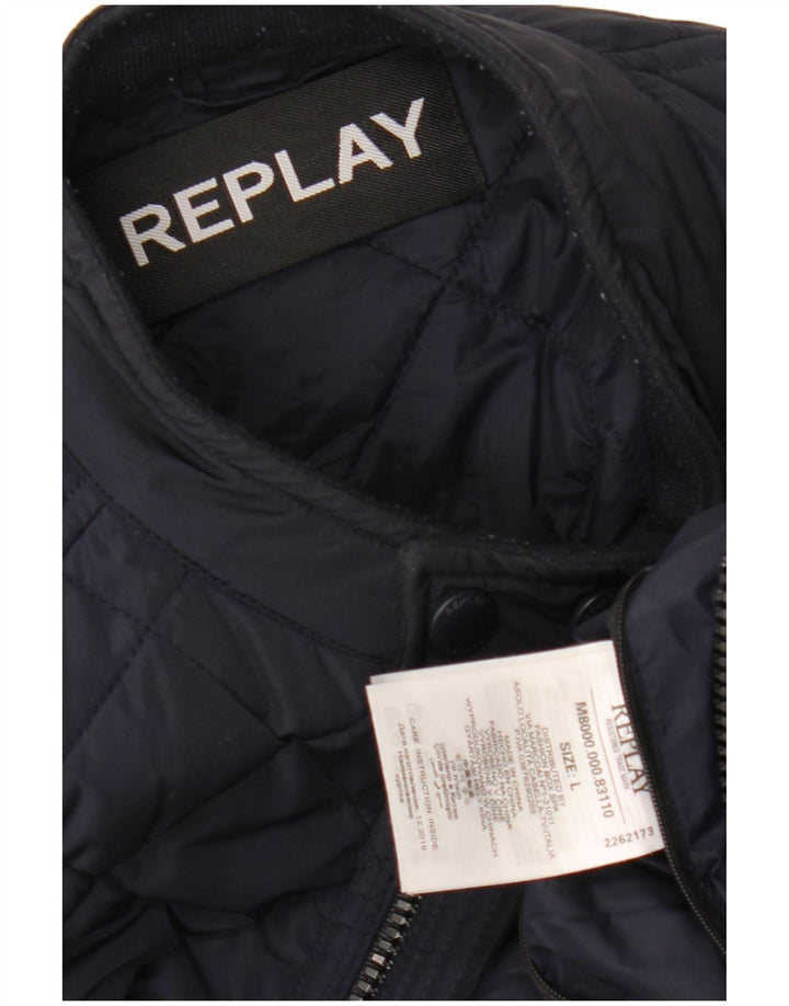 Replay Chaqueta acolchada para hombre UK 40 Large Poliéster azul marino