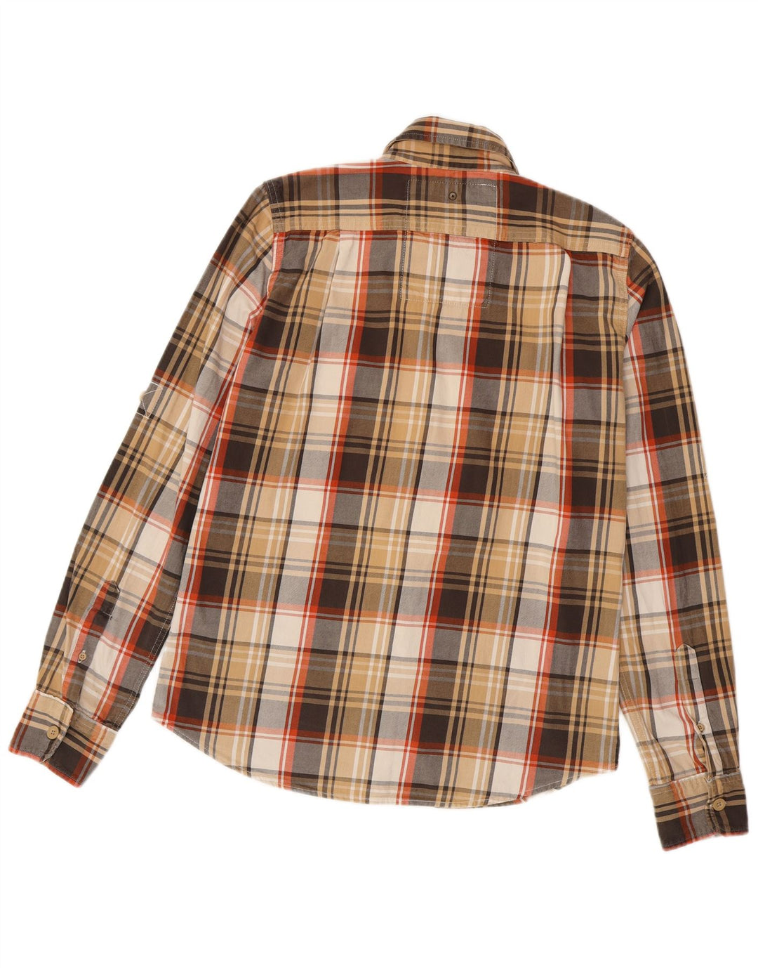 SUPERDRY Camisa de franela para hombre de algodón a cuadros marrón grande