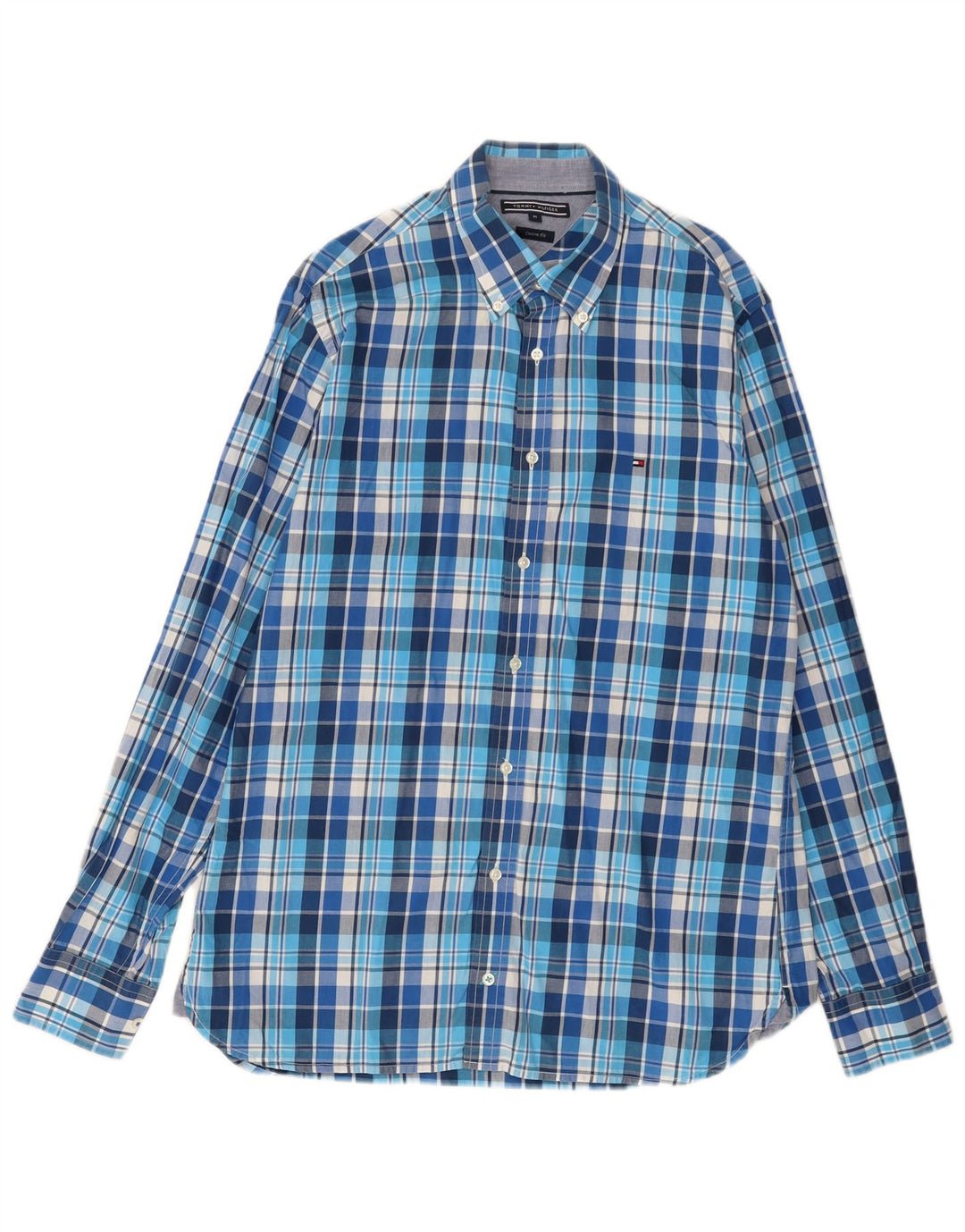 Camisa Tommy Hilfiger de corte personalizado de algodón a cuadros azul medio para hombre