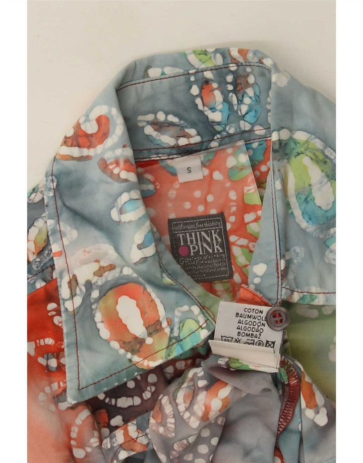 Think Pink Camisa para mujer UK 10 Small Multicolor Floral Cotton