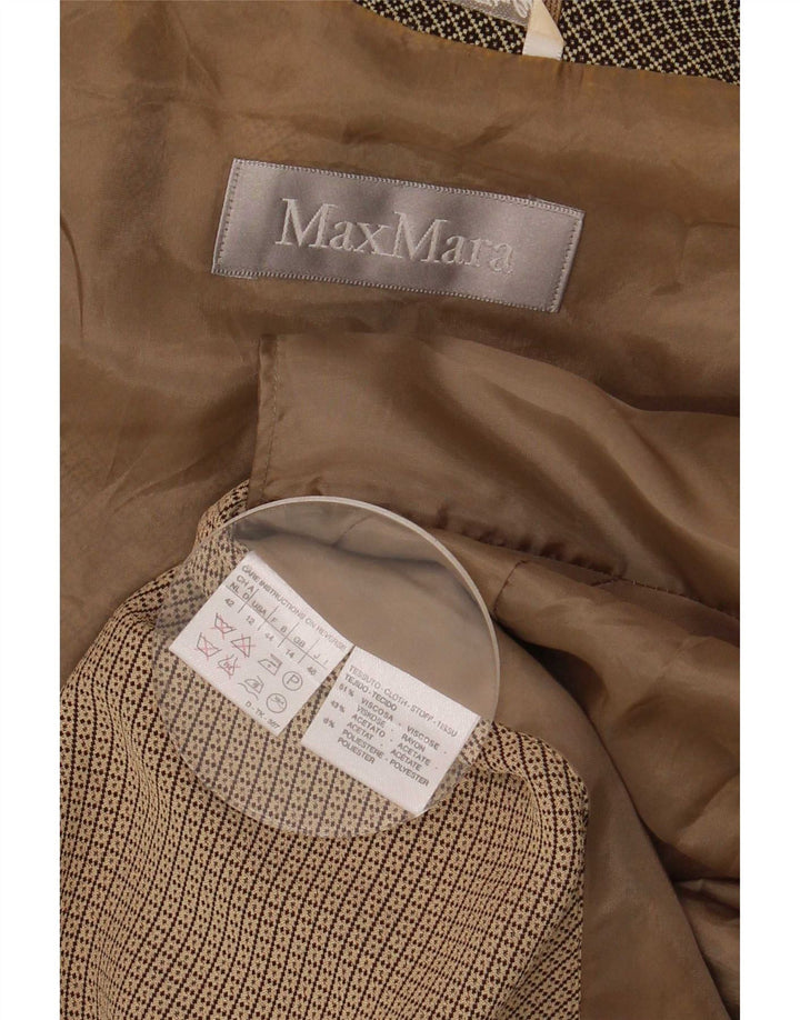 Max Mara Chaqueta Blazer de 4 Botones para Mujer UK 44 Viscosa geométrica marrón Grande