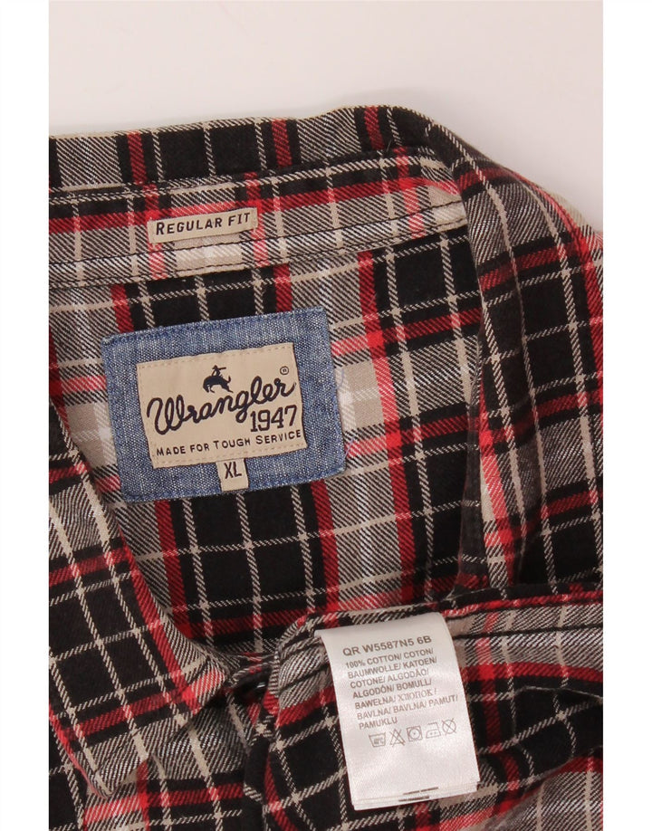 WRANGLER Camisa de franela de corte regular para hombre XL Algodón a cuadros negro