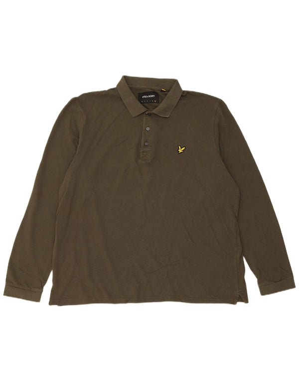 Lyle & Scott Polo de manga larga para hombre, talla 2XL, algodón caqui