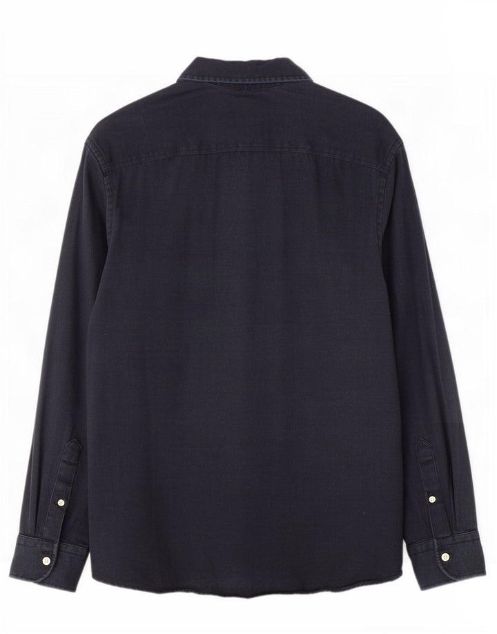 Zara Hombre Camisa Vaquera Grande Lyocell Azul Marino