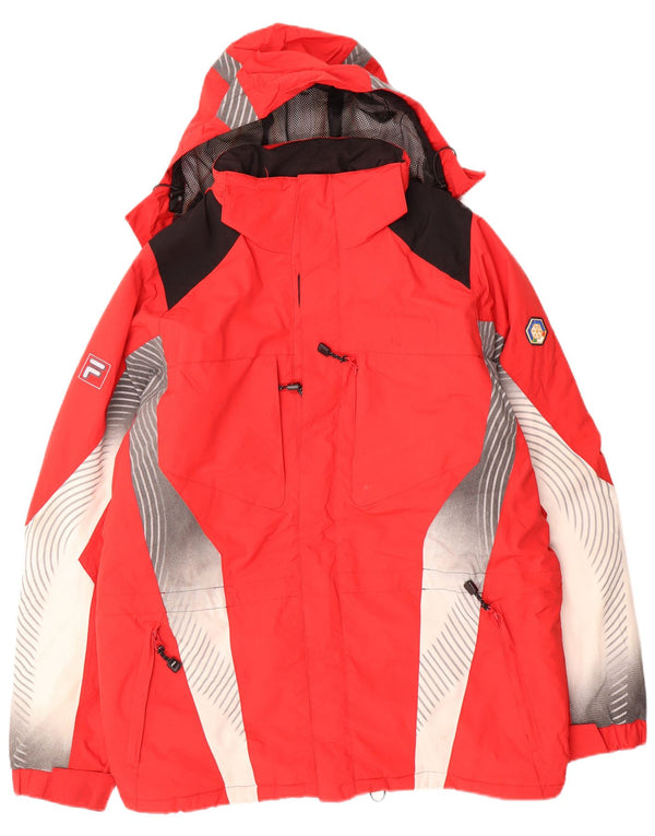 Fila Chaqueta cortavientos con capucha para hombre UK 40 Large Red Colourblock Poliamida