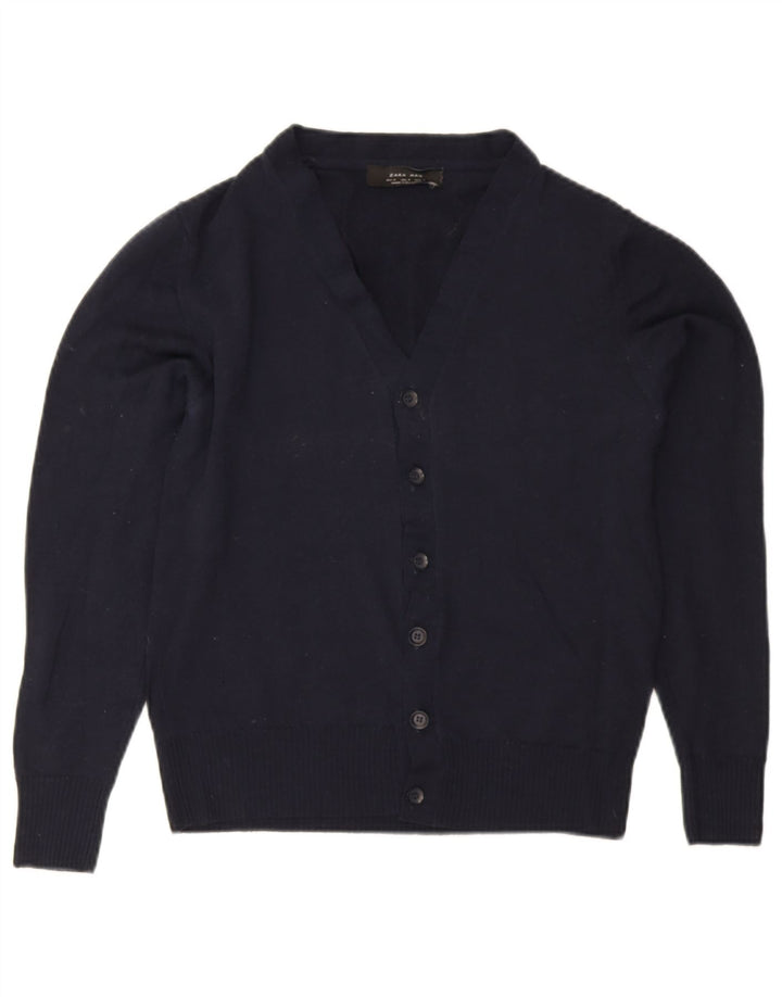 Zara Hombre Cárdigan Sueter Medio Lana Azul Marino